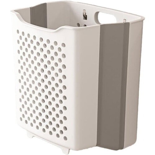 Wall Mounted Laundry Basket Foldable Large Capacity Hanging Hamper for Bathroom Storage White 2