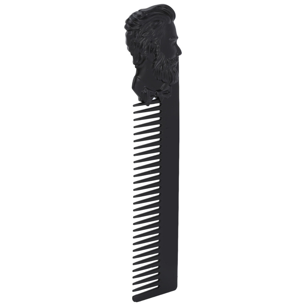 Unisex Black Vintage Zinc Alloy Beard Comb With 3D Engraving For Home & Salon