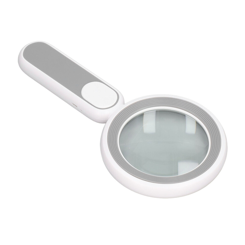 20X LED Handheld Magnifying Glass with USB Charging, 85mm Grey/White