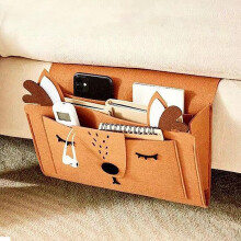 Bedside Organiser Felt Hanging Storage Bag, Bedside Pocket Organizer For Tablet, Phone, Remote, Keys, Magazine Orange