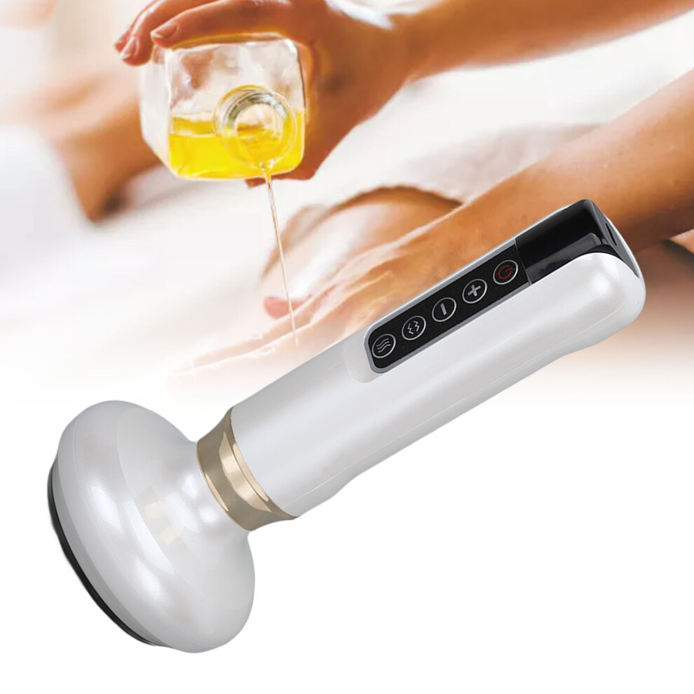 White Deep Tissue Steel Ball Gua Sha Massager 12-Level Suction