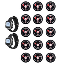 Cafe Waiter Service Buzzer 15 Tafeloproepknop Zender 2 Watch Waiter Pager Draadloos Oproepsysteem EU-Stekker