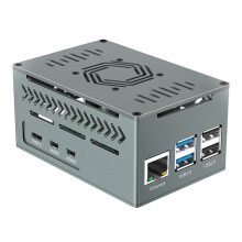 Aluminum Case for Raspberry Pi 5, with 4010 PWM Fan and Copper Heatsinks , Support X1000/X1001/X1003/N04/N05