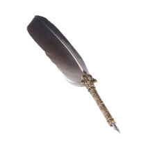Graue Zinklegierung Federkiel, 28 cm, elegantes Retro-Schreibwerkzeug