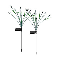 Luces Solares para Jardín (Paquete de 2), 2 Modos de Iluminación, Luz de Luciérnaga Impermeable con Hojas y Ramas Artificiales Verdes.