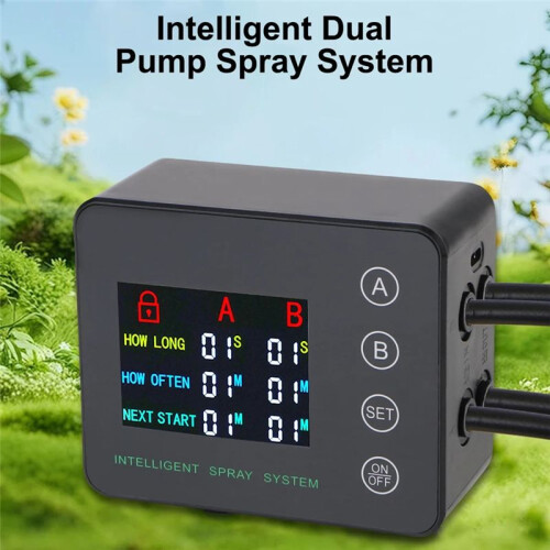 4 Nozzles Electronic Spraying Set Double Pump Irrigation Timer System Automatic Watering Nozzles System 10m Hose 1