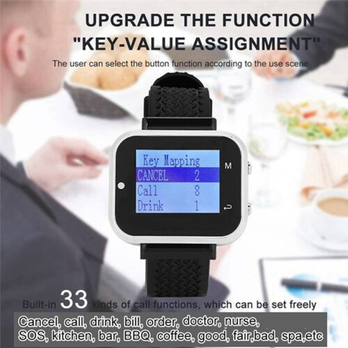 Cafe Servitör Service Buzzer 2 Watch Servitör Personsökare 15 Restaurang Table Call Button Transmitter Wireless Calling System (UK) 2