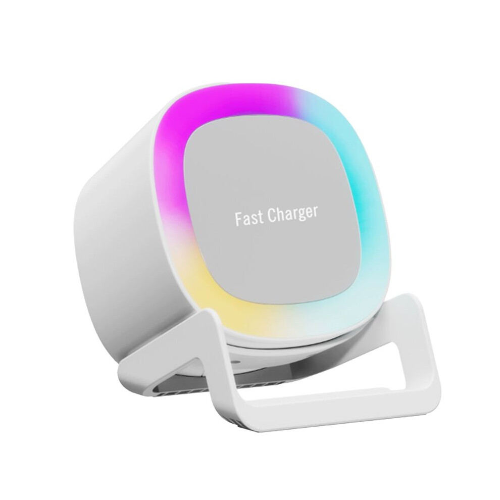 4 In 1 Speaker 15W Wireless Charger Mobile Phone Holder Atmosphere Night Desktop Speaker Light 6033227101988