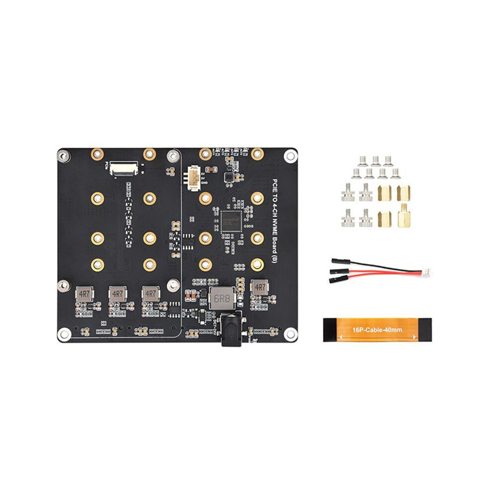 For Raspberry Pi 5 Pcie To 4-Ch M.2 Nvme Ssd Adapter Board Compatible With 2280/2260/2242/2230 M.2 Hard Drives For Pi5 6032033450501