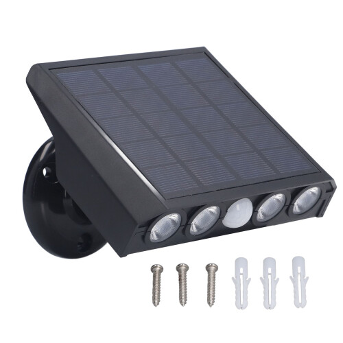 IP65 Solar Wall Light 6000K 4 LEDs 2000mAh, 8H Runtime 1