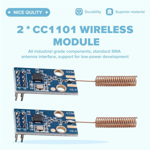 2Pcs CC1101 Wireless Transceiver Module 433MHz Distance Transmission Board Wireless Transceiver Module 1