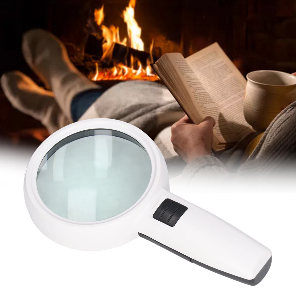 Black/White 30X Hd Handheld Magnifying Glass With 3 Leds, 85Mm Lens,