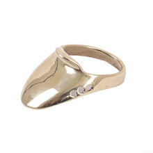 Brass Thumb Ring Finger Guard Protection Archery Bow Release Aid Mongolian Style With Hollow Leather Pad Copper Finish