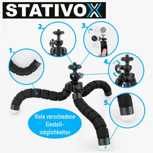 Smartphone Tripod with Bluetooth Remote, Flexible Wrapable Legs, Universal Stand for iPhone and Samsung 2