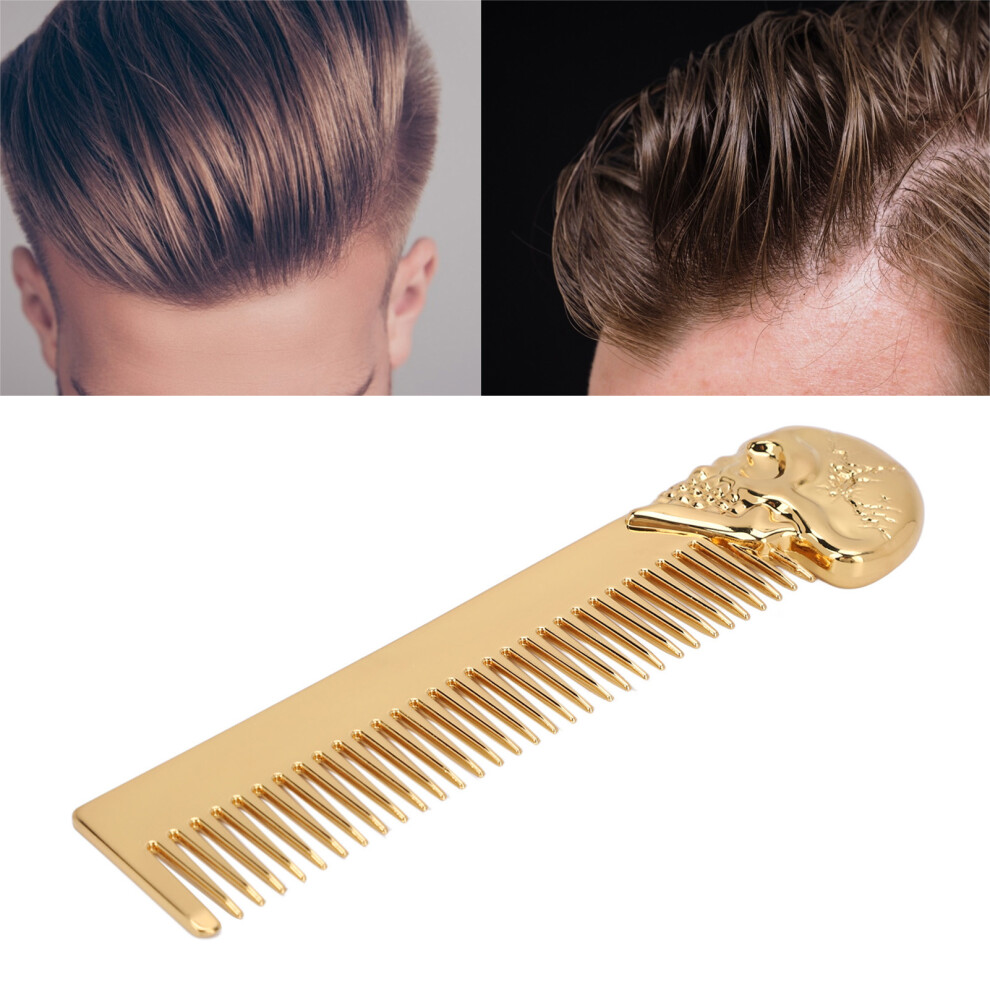 Unisex Gold Mustache Comb Zinc Alloy Skull Pattern Hair Styling Comb Colour