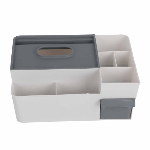Light Grey & Dark Grey Plastic Tissue Box Cover, Multipurpose Decorative Holder 2
