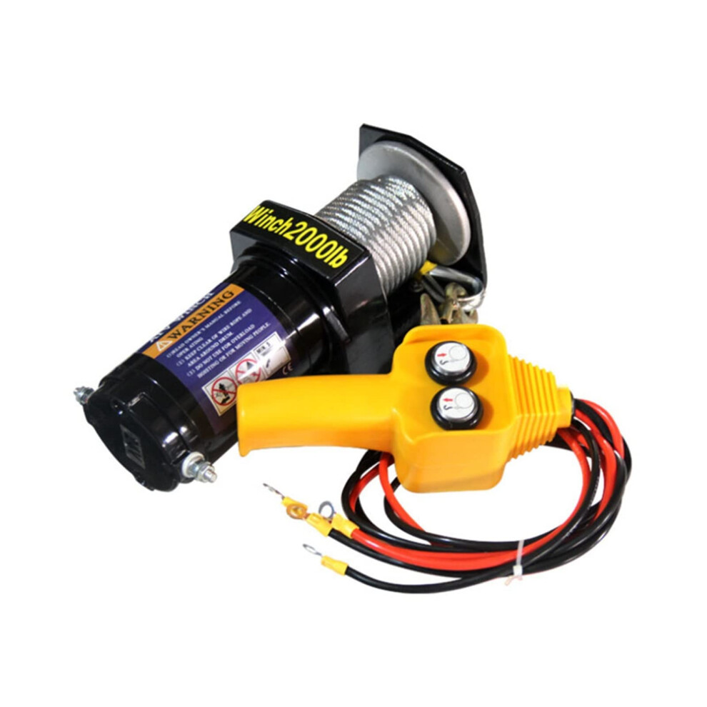 Car Electric Winch 3000Lbs 12V 24V Off-Road Vehicle Self-Rescue Traction Hoist Giallo Color 9199774050760