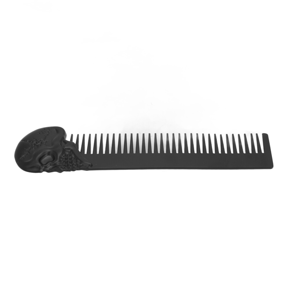 Unisex Black Compact Zinc Alloy Skull Comb For Hair & Mustache Static-Free