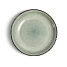 Porcelain Dinner Plates Set of 6, 22cm Deep Pasta Bowls, Sage Green, Microwave and Dishwasher Safe