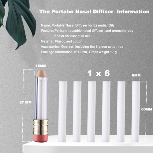 Reusable Pencil-Shaped Aromatherapy Inhaler Container Plastic Nose Diffuser 2