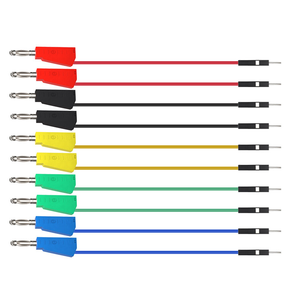 10Pcs Colorful Silicone Jump Wires 30Cm Banana Plugs For Breadboard 8381375472480