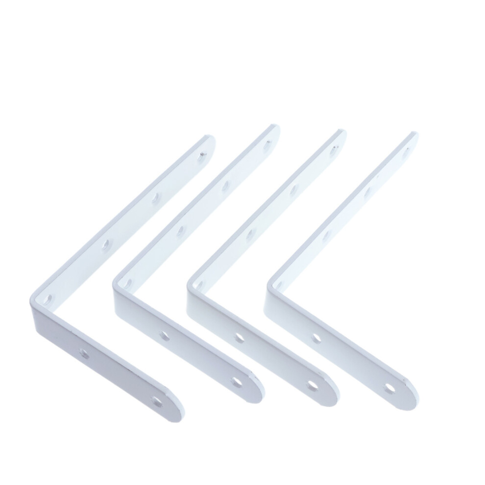 Security Corner Brace Shelf Brackets, 4Pcs White L-Shaped Connection Heavy Duty Support Brackets For Shelves, Wood, Furniture, Cabinet, Tables 9358999694832