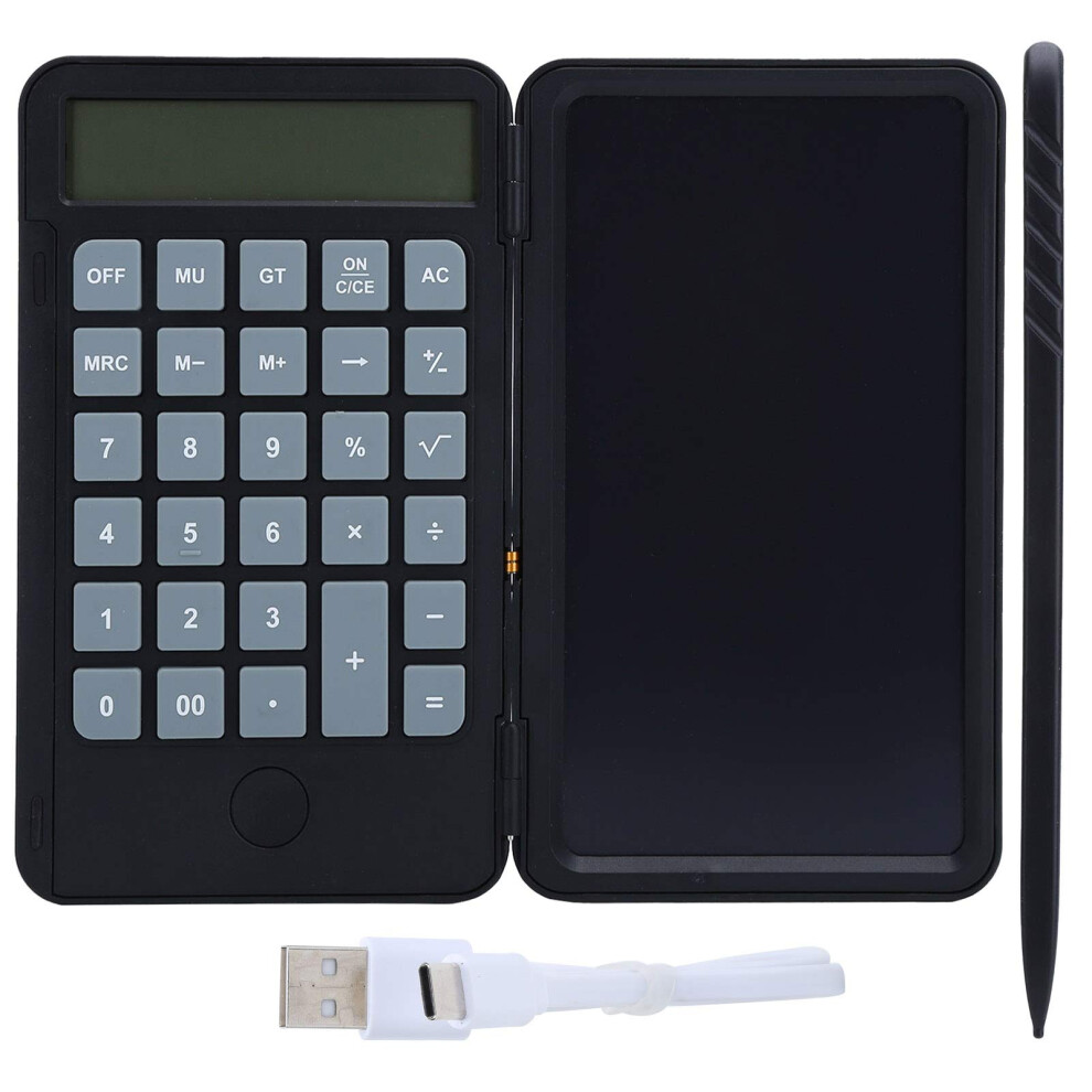 Lcd Writing Tablet With Calculator, Dual Display, Foldable Design, Magnetic Stylus, 6 Inch Rechargeable 9382693197474