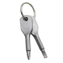 Mini Screwdriver Set Stainless Steel Keychain with Flat and Phillips Heads for Outdoor Travel