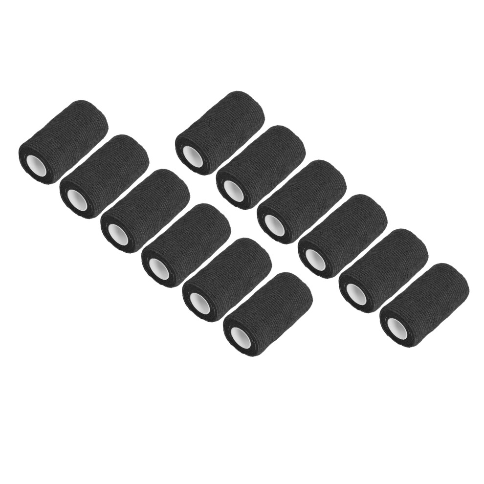 Black 12Pcs Latex Self Adhesive Bandages For Cows Dogs Horses 10Cm