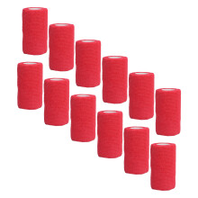 12 Stück Selbstklebendes Elastikverband 10cm Rot für Kühe, Pferde, Hunde