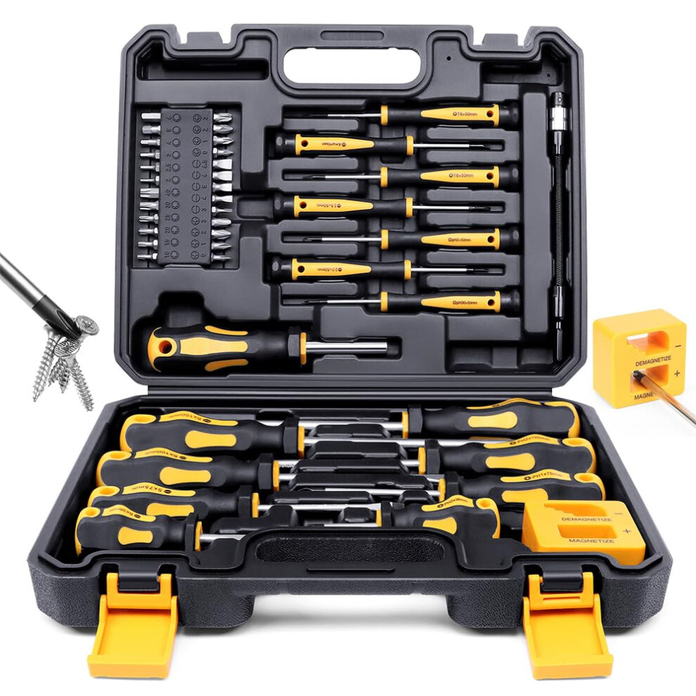 42 Piece Magnetic Screwdriver Set With Case, Chrome Vanadium Steel, Ergonomic Comfort Grip 9382693198136