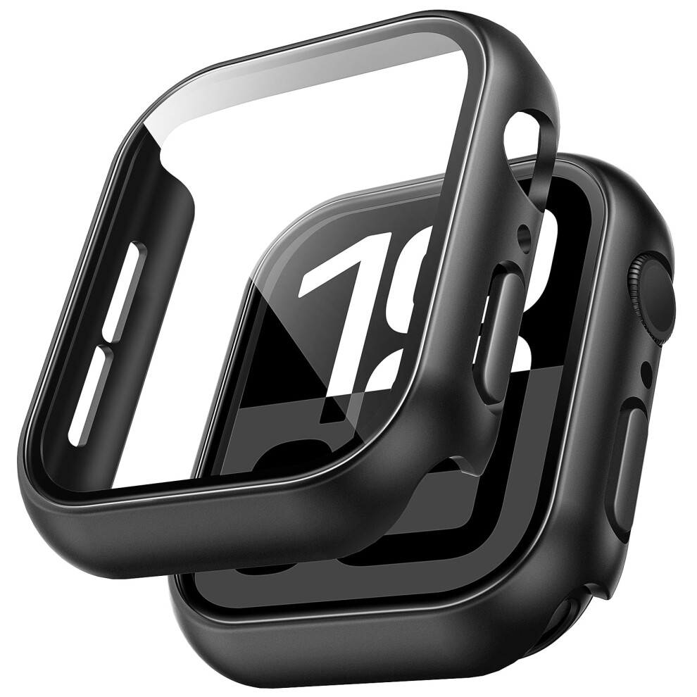 46Mm Hard Case 2Pack With 9H Tempered Glass Screen Protector 360Degree Shockproof For Apple Watch Series 11/10 Black 9382693343512