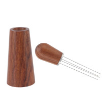 Natürlicher Holzgriff Kaffee-Rührnadel Werkzeug 7,5 cm Edelstahl