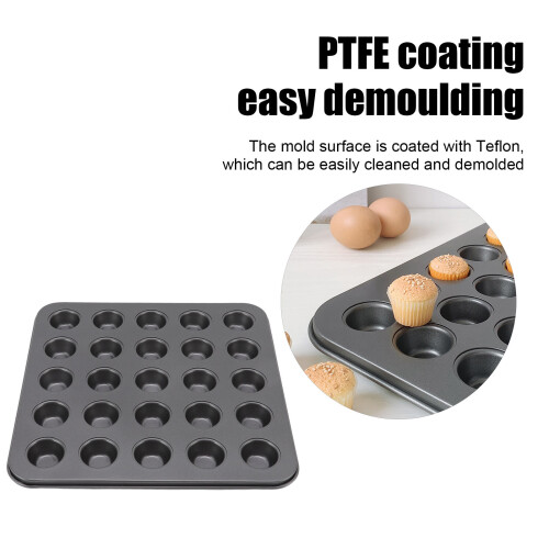 Nonstick Carbon Steel 25-Grid Mini Muffin Pan for Versatile Baking Needs 2