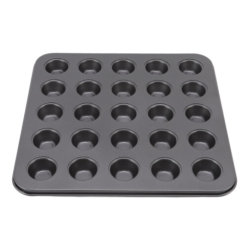 Nonstick Carbon Steel 25-Grid Mini Muffin Pan for Versatile Baking Needs