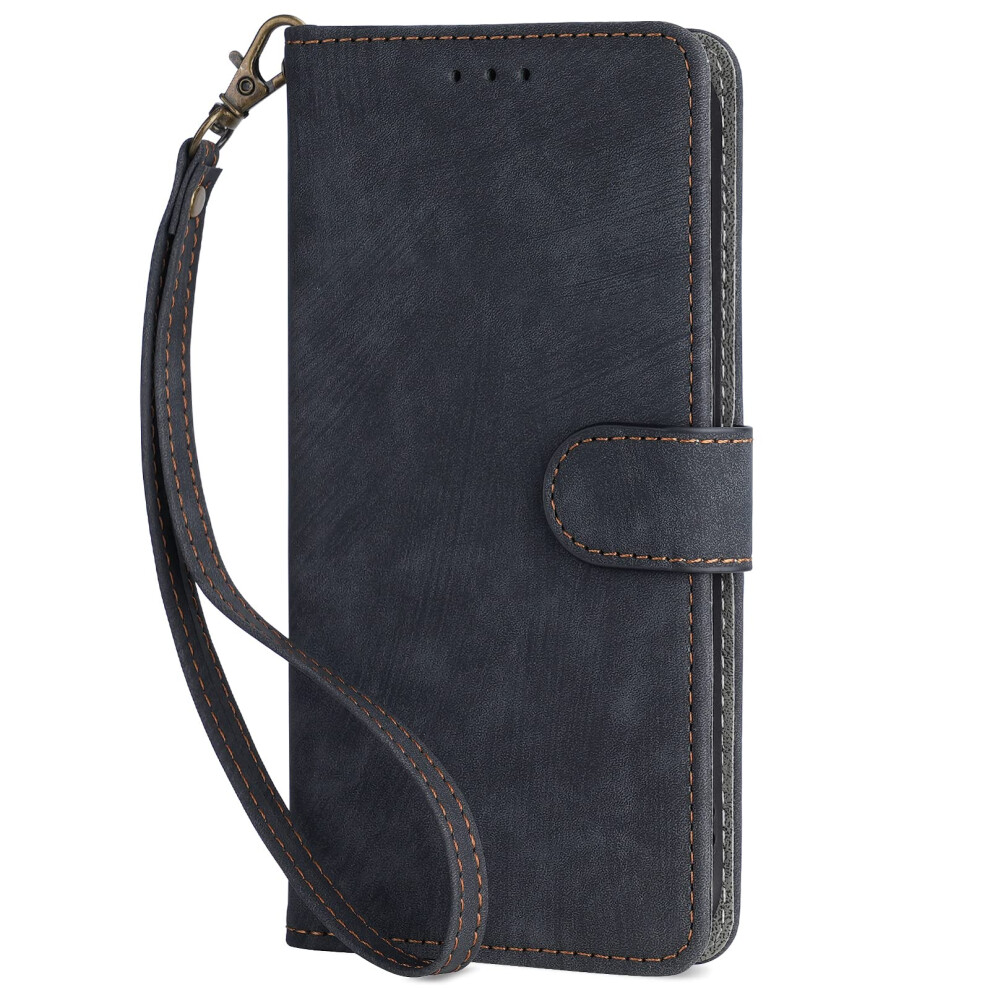 Wallet Case Flip Pu Leather Rfid Blocking Magnetic Closure Card Holder Wristband Folio For Motorola Moto G53/G13/G23 Black 9347817582024
