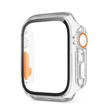 Series 6 5 4 SE 44mm Screen Protector Compatible with iWatch 44mm Tempered Glass Film Bumper PC Case Transparent