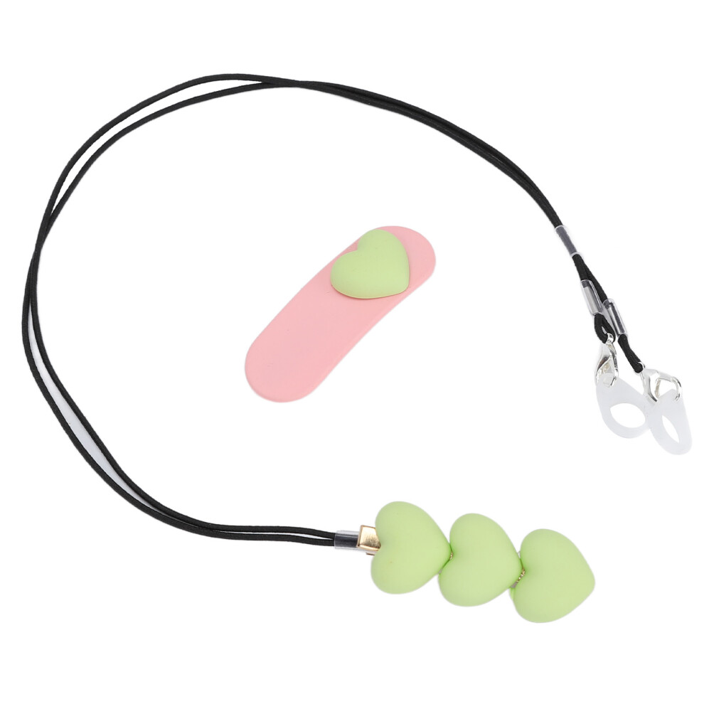 Light/Green Heart-Shaped Nylon Hearing Aid Lanyard For Binaural Hearing Aids
