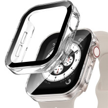 Glass+Cover For Smart Watch Case Tempered Screen Protector, Matte White, Compatible With Series 48, 40/41/44/45mm