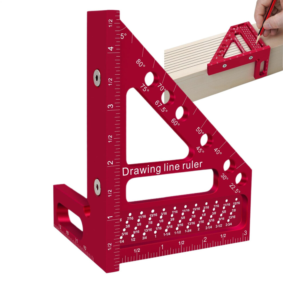 For Woodworking Protractor Hole Scribing Ruler Line Tool For 22.590 Degree Angles For Construction Carpentry 9382693346032
