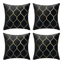 4-Pack Gouden Fluwelen Kussenslopen 18X18 Inch Kussen Geometrische Kussenhoezen voor Bank, Bank, Huis, Slaapkamerinrichting