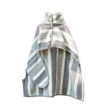 Dog Bath Towel Quick Dry Microfiber with Snap Closure Soft Striped Puppy Towel White Grey L