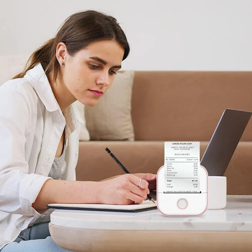 Mini Bluetooth Thermal Printer with Inkless Printing, Wireless Photo and Notes USB Rechargeable Blue 2