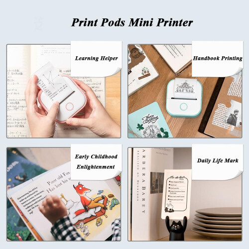 Mini Bluetooth Thermal Printer with Inkless Printing, Wireless Photo and Notes USB Rechargeable Blue 1