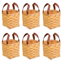 6 Stuks 4,5x4,5x4 Inch Kleine Mand met Houtsnippers en Handvatten voor Geschenken, Kleine Vierkante Mand, Opbergruimte en Voorraadkast