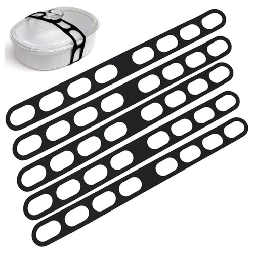 5pcs Lid  Silica Reusable Universal Lid Securing Strap for Crockpots Dish Transport Lid Fixing Strap 2