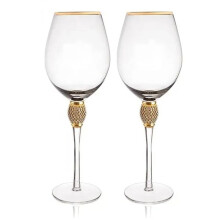 2 st kristallguldkantade vinglasset eleganta diamantdekorativa champagneflöjter med lång stjälk cocktailglas presenter A