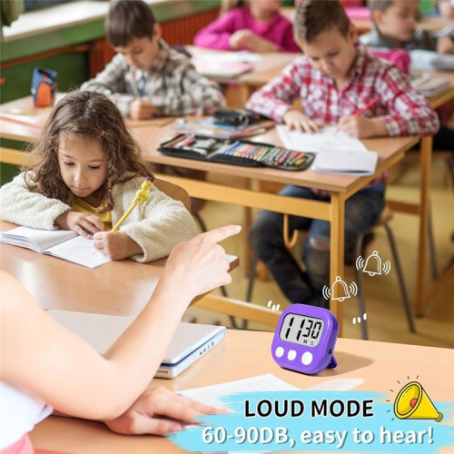 Klassrumstimer för lärare, barn, stor magnetisk digital timer, lärarmaterial, 6-pack - rosa, lila 1