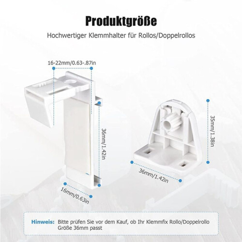 8PCS Clamp Support Bracket PVC Clamp Holder for Klemmfix Roller Blind, Double Roller Blind Replacement Part Accessories