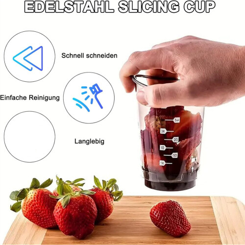 Fruit Cutter Cup with Removable Stainless Steel Blade,Cup Cutter Fruit, Dishwasher Safe, Kitchen Aid Egg Cutter 2